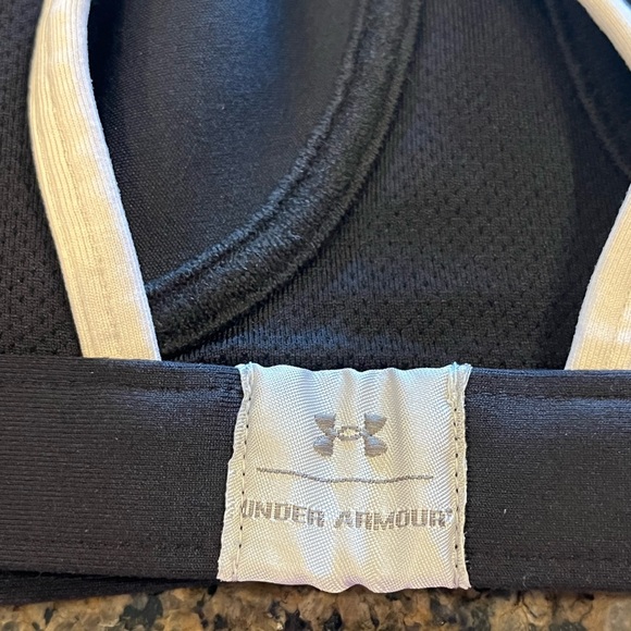 Under Armour sports bra. Black with white trim. Size Medium 34-36 - Picture 5 of 9